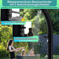 Ikodm 35L Solardusche Curve mit Regenduschkopf und Schutzhaube