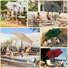 Ikodm Sonnenschirm 2.7m Winkelverstellbar mit/ohne LED