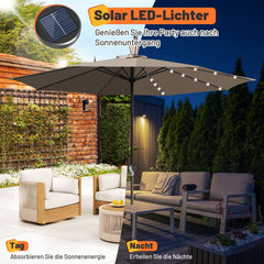 Ikodm Sonnenschirm Gartenschirm Ø3.5m mit LED Solar