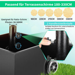 Ikodm Sonnenschirmständer Schirmständer mit Rollen & Bepflanzbar