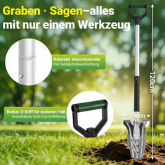Ikodm Wurzelspaten Spaten mit Wurzelsäge V-förmiger 120cm