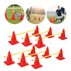 Ikodm Steckhürdenset 12 Kegel mit 6 Stangen, Agility Hürden Steckhürden Set, Koordinationstraining für Kinder Hunde Teamsport Fussball, Multifunktionskegel, für Fußball, Hundesport