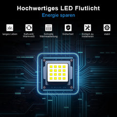Ikodm 50W Strahler Außen, 4250LM Superhell Fluter, IP66 Wasserdicht Außenstrahler, 6000K Kaltesweiß Scheinwerfer Flutlicht Wandbeleuchtung für Stadion, Sportplatz, Hof, Garten Deko