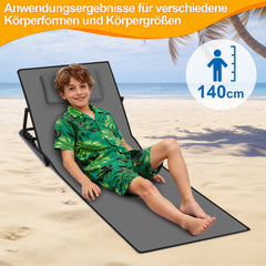Ikodm Strandliege Tragbar Strandmatte mit Verstellbarer Höhe 145cm