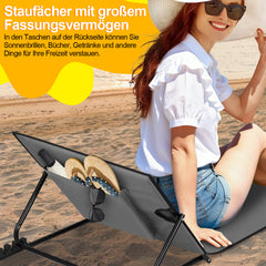 Ikodm Strandliege Tragbar Strandmatte mit Verstellbarer Höhe 145cm