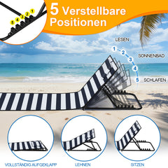 Ikodm Strandliege Tragbar Strandmatte mit Verstellbarer Höhe 158cm
