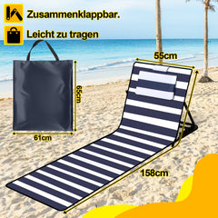 Ikodm Strandliege Tragbar Strandmatte mit Verstellbarer Höhe 158cm