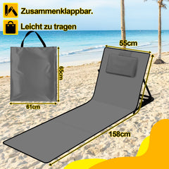Ikodm Strandliege Tragbar Strandmatte mit Verstellbarer Höhe 158cm