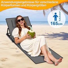 Ikodm Strandliege Tragbar Strandmatte mit Verstellbarer Höhe 145cm