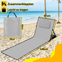 Ikodm Strandliege Tragbar Strandmatte mit Verstellbarer Höhe 145cm