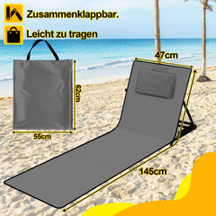 Ikodm Strandliege Tragbar Strandmatte mit Verstellbarer Höhe 145cm