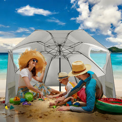 Ikodm Strandschirm 2 in 1 Sonnenschirm 210cm x 230cm Winkelverstellbar