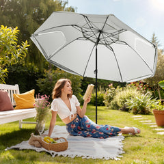 Ikodm Strandschirm 2 in 1 Sonnenschirm 210cm x 230cm Winkelverstellbar