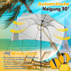 Ikodm Strandschirm 2 in 1 Sonnenschirm 210cm x 230cm Winkelverstellbar