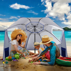 Ikodm Strandschirm 2 in 1 Sonnenschirm 210cm x 230cm Winkelverstellbar