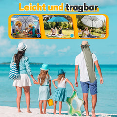 Ikodm Strandschirm 2 in 1 Sonnenschirm 210cm x 230cm Winkelverstellbar