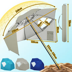 Ikodm Strandschirm 2 in 1 Sonnenschirm 210cm x 230cm Winkelverstellbar