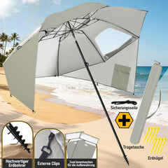 Ikodm Strandschirm 2 in 1 Sonnenschirm 210cm x 230cm Winkelverstellbar