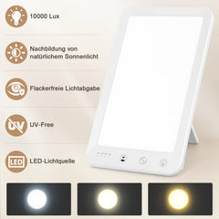 Ikodm Tageslichtlampe Tageslicht 10000 Lux Lichttherapie LED Lampe Dimmbar SAD Timer