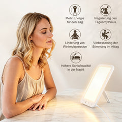 Ikodm Tageslichtlampe Tageslicht 10000 Lux Lichttherapie LED Lampe Dimmbar SAD Timer