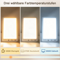 Ikodm Tageslichtlampe Tageslicht 10000 Lux Lichttherapie LED Lampe Dimmbar SAD Timer