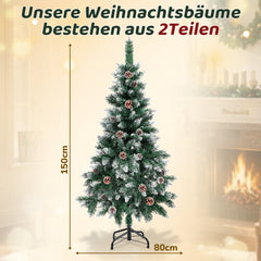Ikodm Künstlicher Weihnachtsbaum mit Tannenzapfen und Schnee