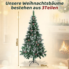 Ikodm Künstlicher Weihnachtsbaum mit Tannenzapfen und Schnee