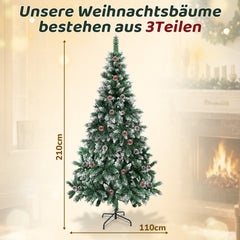 Ikodm Künstlicher Weihnachtsbaum mit Tannenzapfen und Schnee