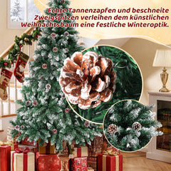 Ikodm Künstlicher Weihnachtsbaum mit Tannenzapfen und Schnee
