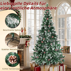 Ikodm Künstlicher Weihnachtsbaum mit Tannenzapfen und Schnee
