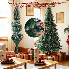 Ikodm Künstlicher Weihnachtsbaum mit Tannenzapfen und Schnee