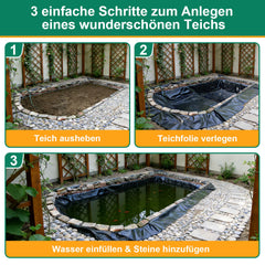 Ikodm Teichfolie für Gartenteich, verschiedene Größen & Stärken