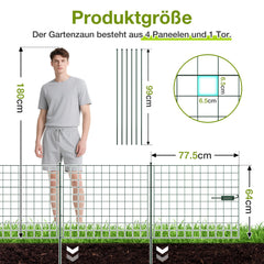 Ikodm Teichzaun Steckzaun 5-tlg