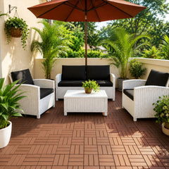 Ikodm Terrassenfliesen, 11 Stück Klickfliesen aus Kunststoff, 30 × 30 × 2 cm, ca. 1 m², für Balkon, Terrasse, Garten und Pool
