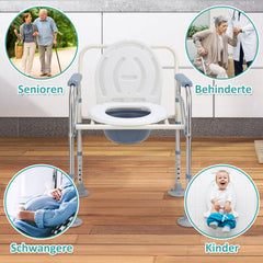 Ikodm Höhenverstellbarer Toilettenstuhl mit Polstersitz, bis 160 kg