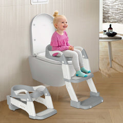 Ikodm 2 in 1 Toilettentrainer für 1-7 Toilettensitz Baby WC Sitz Kinder mit Treppe