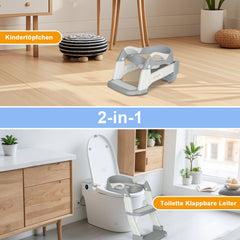Ikodm 2 in 1 Toilettentrainer für 1-7 Toilettensitz Baby WC Sitz Kinder mit Treppe