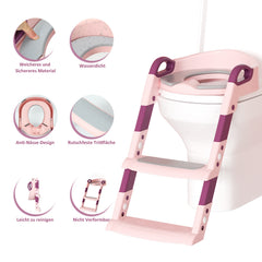 Ikodm Toilettentrainer 3 in 1 Kinder Toilettensitz mit Treppe mit Leiter WC Sitz Potty