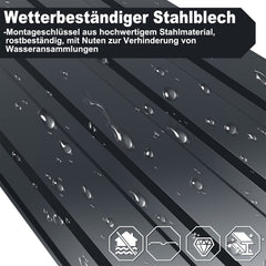 Ikodm Trapezblech Dachblech Verzinkt 12× Anthrazit / Grün 6 m²(Glätte)