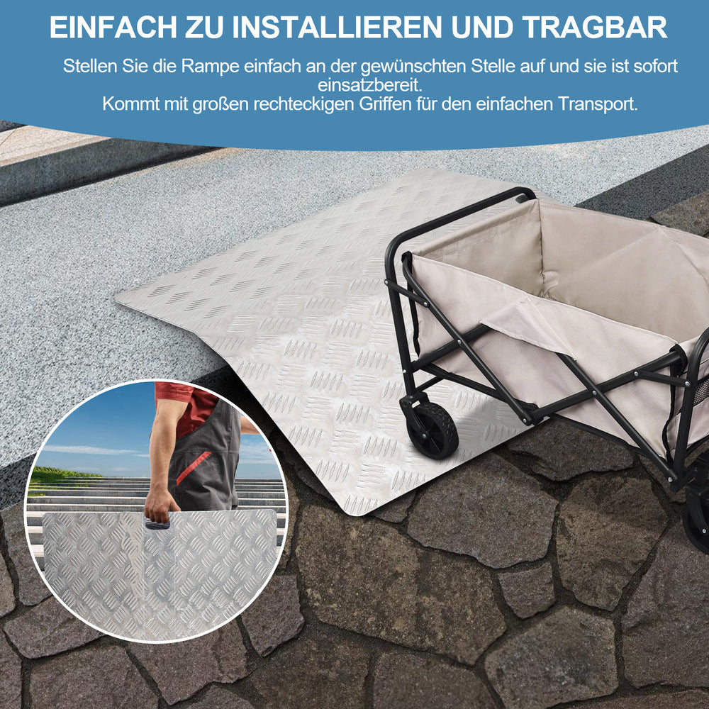 Ikodm Aluminium Türschwellenrampe für Rollstuhl, rutschfest & tragbar