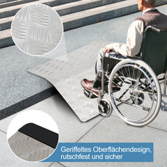 Ikodm Aluminium Türschwellenrampe für Rollstuhl, rutschfest & tragbar