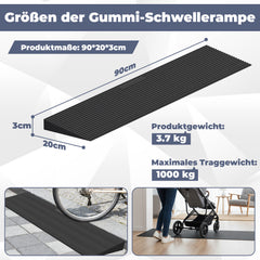 Ikodm Türschwellenrampe Rollstuhlrampe Gummi 1,5-4,5 cm