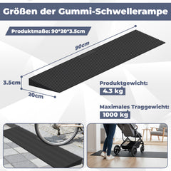Ikodm Türschwellenrampe Rollstuhlrampe Gummi 1,5-4,5 cm