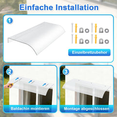 Ikodm Vordach für Haustür 40x80cm Unsichtbare Überdachung