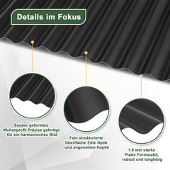 Ikodm Wellblechplatten für Dach, 117 x 93 cm, 1,5 mm PVC Wetterfeste Dachplatten Kunststoff, UV-beständige Wellplatten für Carport Gewächshaus Hühnerstall