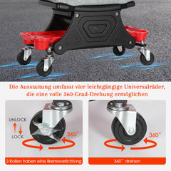Ikodm Werkstatthocker Rollhocker mit Aufbewahrungstrays, 185kg belastbar