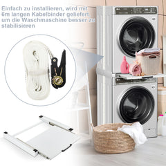 Ikodm Waschmaschinen-Trockner-Verbindungsrahmen mit Ausziehplatte, Weiß