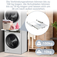 Ikodm Waschmaschinen-Trockner-Verbindungsrahmen mit Ausziehplatte, Weiß