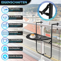 Ikodm Balkontisch Balkonhängetisch klappbar