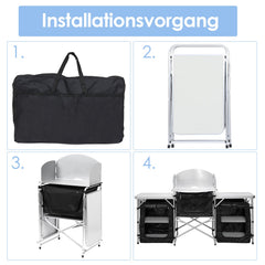 Ikodm Campingküche Campingschrank Alu 5 Fächer
